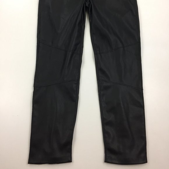NWT ZARA Black THE BIKER PANT Faux Leather Silver Zip Pockets & Back Hem - Picture 6 of 10